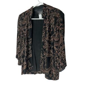 ALEX Evenings Sparkle Open Jacket in Black Velvet w/Copper Sparkle Size S